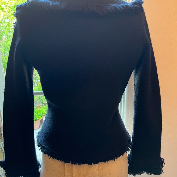 Cullen Light Wool Fringed Black Jacket - Picture 3 of 7